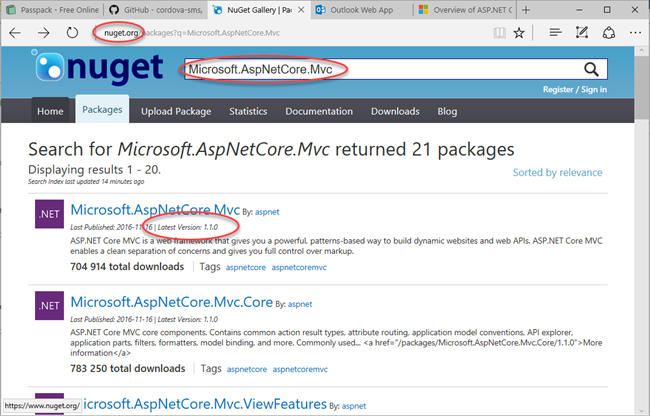nuget Microsoft.AspNetCore.Mvc